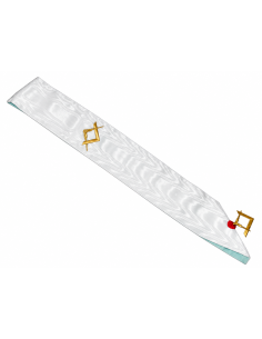 Baudrier de Maître Rite Français en moiré blanc avec bijou doré